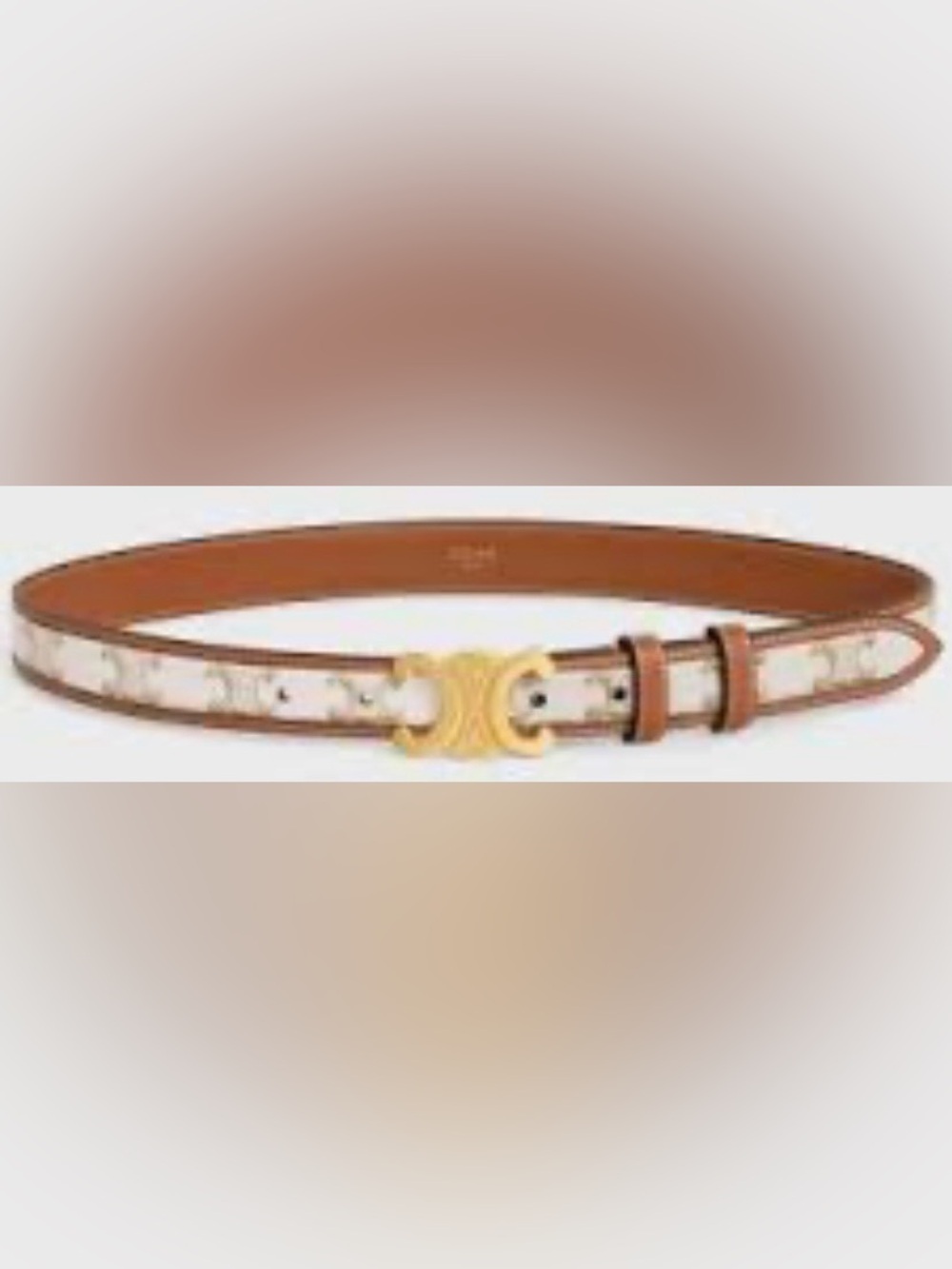 Celine Triomphe Belt 25mm in White Triomphe leather